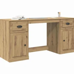 vidaXL Bureau met kast Artisan Eiken 154,5 x 50 x 75 cm Bewerkt hout