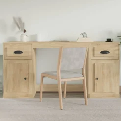 vidaXL Bureau met kast bewerkt hout sonoma eikenkleurig