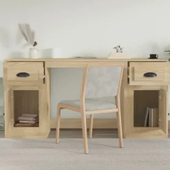 vidaXL Bureau met kast bewerkt hout sonoma eikenkleurig