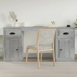 vidaXL Bureau met kast bewerkt hout grijs sonoma eikenkleurig