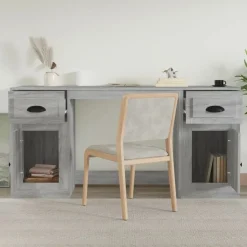 vidaXL Bureau met kast bewerkt hout grijs sonoma eikenkleurig