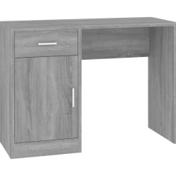vidaXL Bureau met kast en lade 100x40x73 cm bewerkt hout grijs sonoma