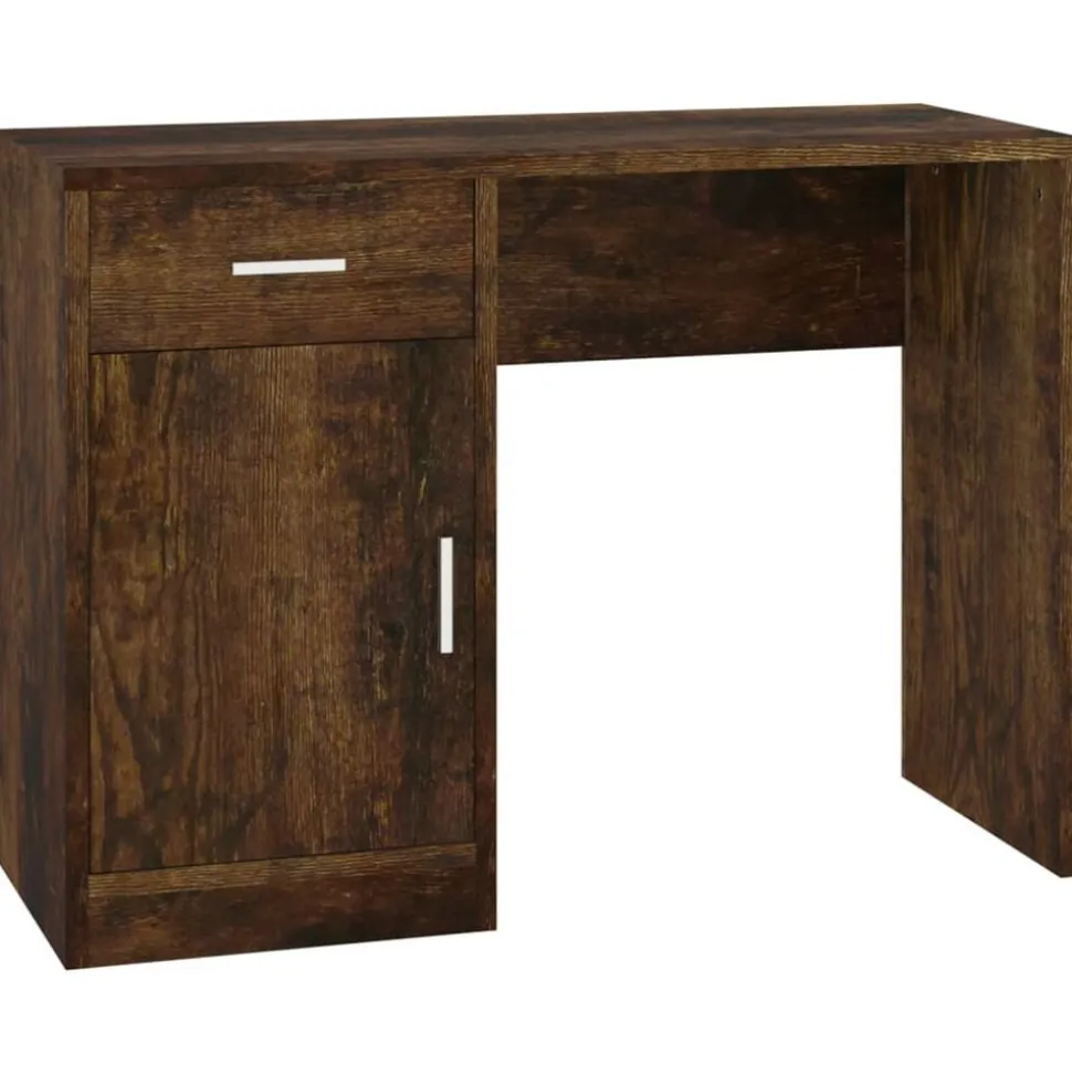 vidaXL Bureau met kast en lade 100x40x73 cm bewerkt hout gerookt eiken