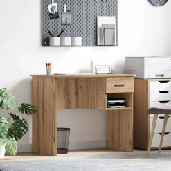 vidaXL Bureau met lade Artisan Eiken 90 x 49 x 75 cm Bewerkt hout