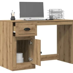 vidaXL Bureau met lade Artisan Eiken 50 x 115 x 75 cm Bewerkt hout