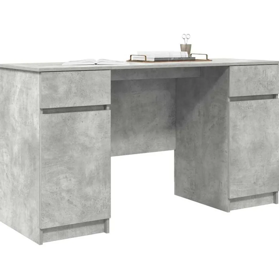 vidaXL Bureau met lade Betongrijs 140 x 49 x 76 cm Bewerkt hout