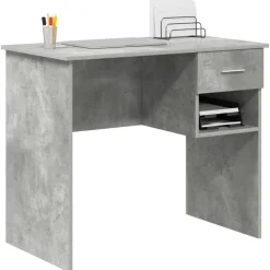 vidaXL Bureau met lade Beton Grijs 90 x 49 x 75 cm Bewerkt hout
