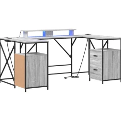 vidaXL Bureau met lade Grijs Sonoma 182 x 101 x 87,5 cm Bewerkt hout