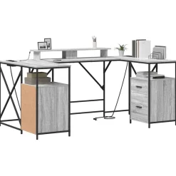 vidaXL Bureau met lade Grijs Sonoma 182 x 101 x 87,5 cm Bewerkt hout