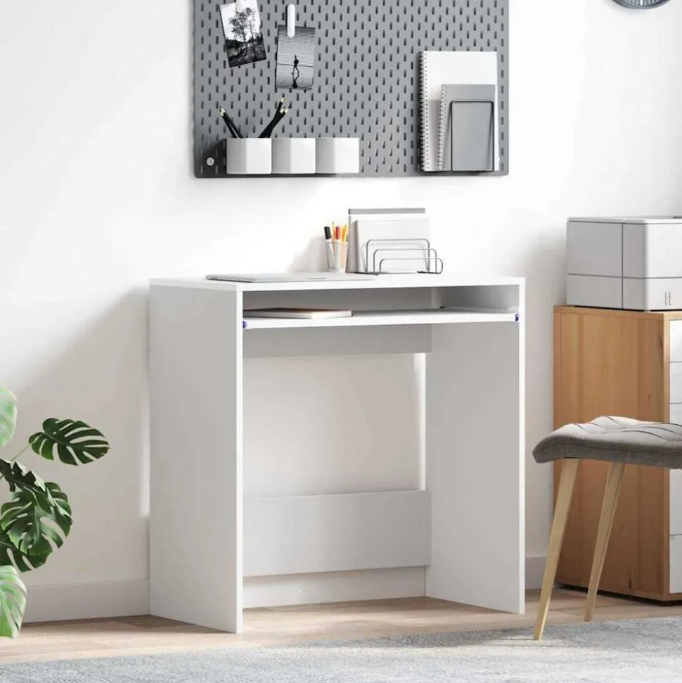 vidaXL Bureau met lade met opslag Wit 77.5 x 43 x 79 cm Bewerkt hout
