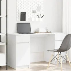 vidaXL Bureau met lade met plank Wit 140 x 49 x 76 cm Bewerkt hout