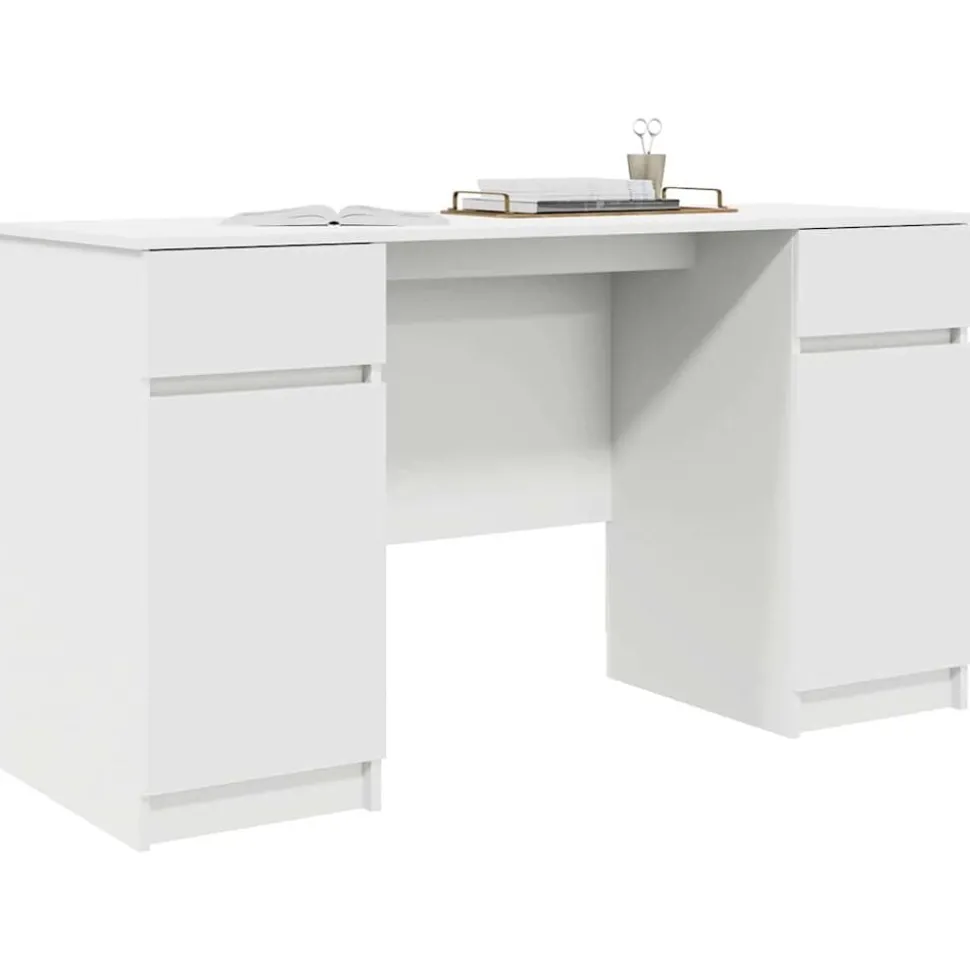 vidaXL Bureau met lade met plank Wit 140 x 49 x 76 cm Bewerkt hout