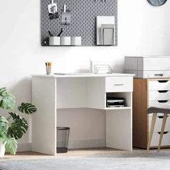 vidaXL Bureau met lade met plank Wit 90 x 49 x 75 cm Bewerkt hout