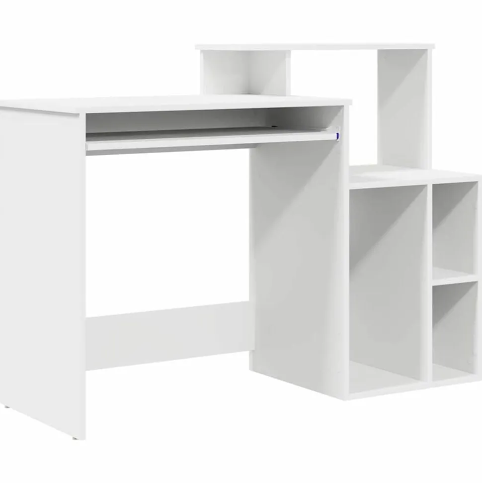 vidaXL Bureau met lade met plank Wit 120,5 x 44 x 88,5 cm Bewerkt hout