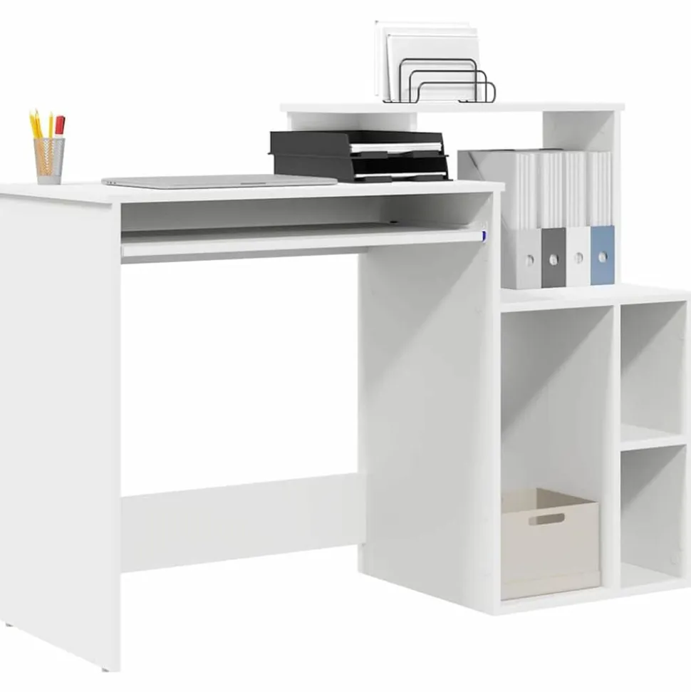vidaXL Bureau met lade met plank Wit 120,5 x 44 x 88,5 cm Bewerkt hout