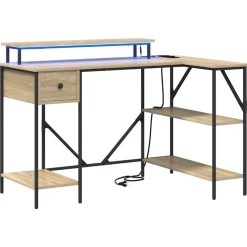 vidaXL Bureau met lade Sonoma Eiken 120 x 79 x 86,5 cm Bewerkt hout