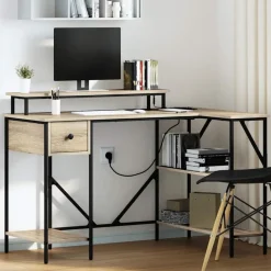 vidaXL Bureau met lade Sonoma Eiken 120 x 79 x 86,5 cm Bewerkt hout