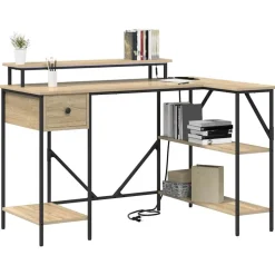 vidaXL Bureau met lade Sonoma Eiken 120 x 79 x 86,5 cm Bewerkt hout