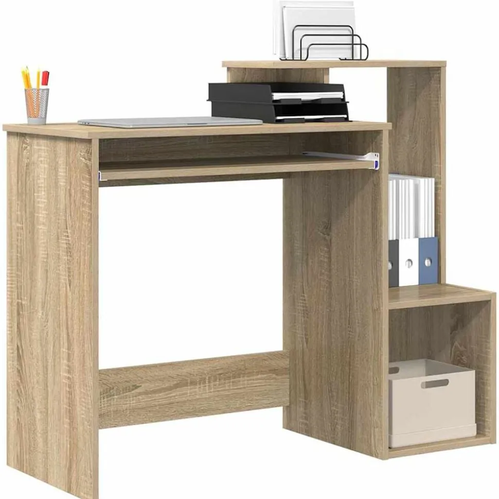 vidaXL Bureau met lade Sonoma Eiken 106 x 41 x 88.5 cm Bewerkt hout