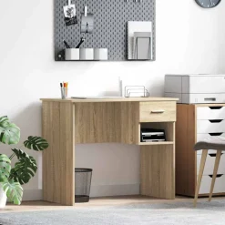vidaXL Bureau met lade Sonoma Eiken 90 x 49 x 75 cm Bewerkt hout