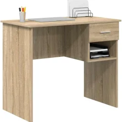 vidaXL Bureau met lade Sonoma Eiken 90 x 49 x 75 cm Bewerkt hout
