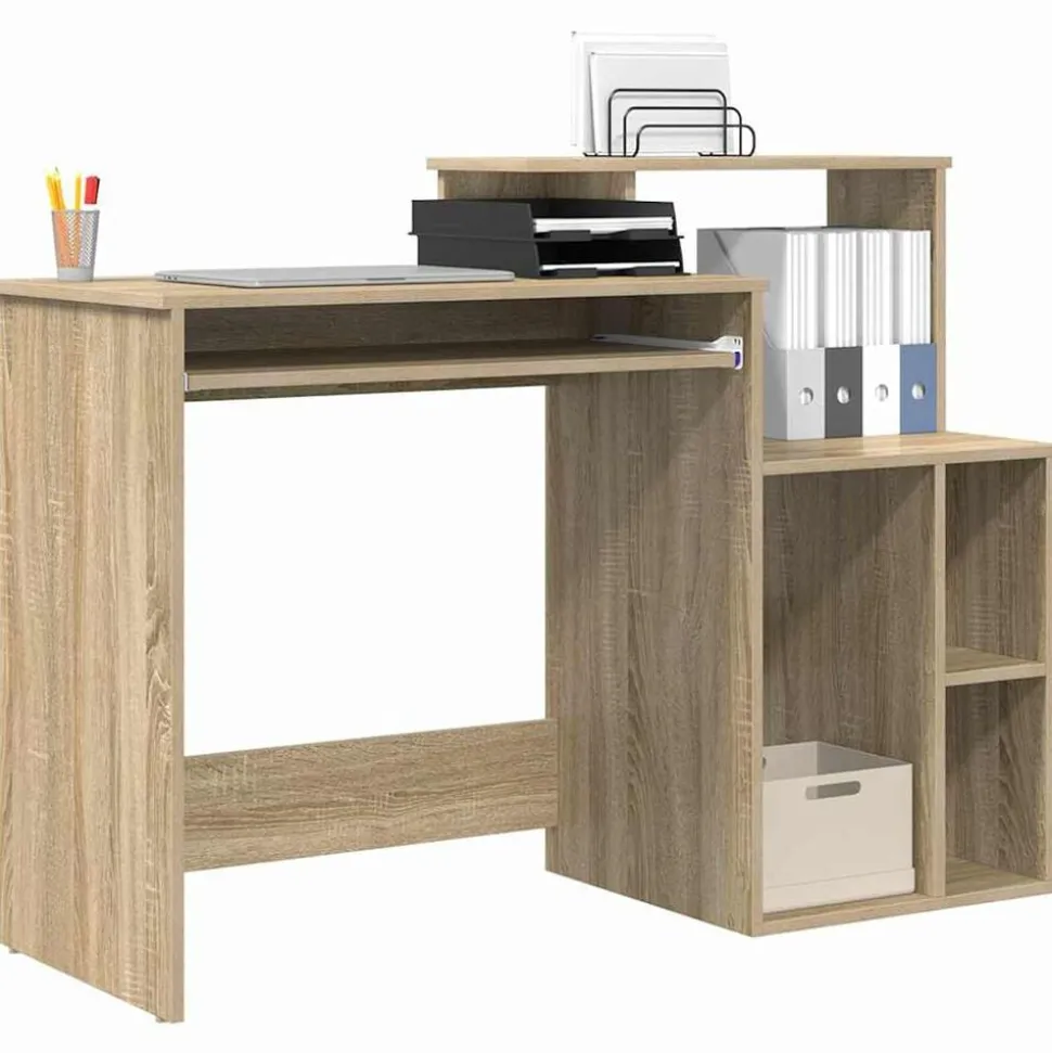 vidaXL Bureau met lade Sonoma Eiken 120,5 x 44 x 88,5 cm Bewerkt hout