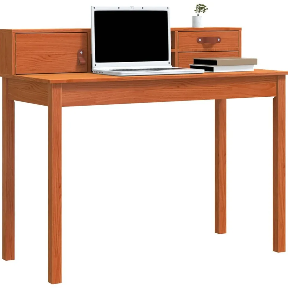 vidaXL Bureau met lade Wasbruin 110 x 50 x 93 cm Massief Grenen Hout
