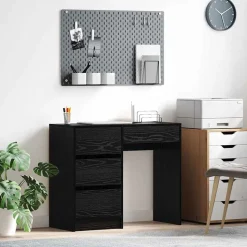 vidaXL Bureau met lade Zwart Eiken 90 x 37,5 x 75 cm Bewerkt hout
