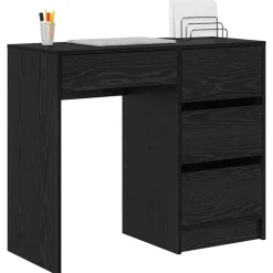 vidaXL Bureau met lade Zwart Eiken 90 x 37,5 x 75 cm Bewerkt hout