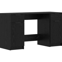 vidaXL Bureau met lade Zwart Eiken 133 x 50 x 75 cm Bewerkt hout
