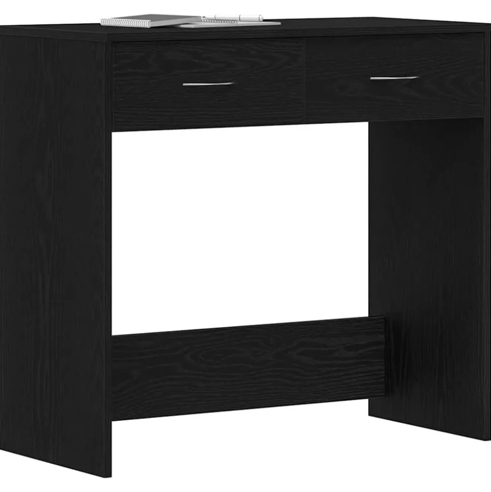 vidaXL Bureau met lade Zwart Eiken 80 x 40 x 75 cm Bewerkt hout
