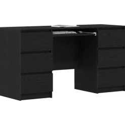 vidaXL Bureau met lade Zwart Eiken 140 x 50 x 76 cm Bewerkt hout