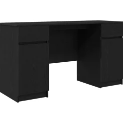 vidaXL Bureau met lade Zwart eiken 140 x 49 x 76 cm Bewerkt hout