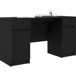 vidaXL Bureau met lade Zwart eiken 140 x 49 x 76 cm Bewerkt hout