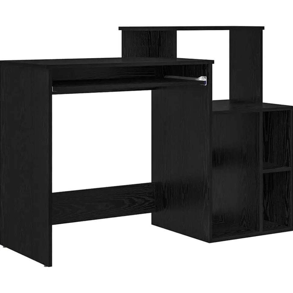 vidaXL Bureau met lade Zwart Eiken 120,5 x 44 x 88,5 cm Bewerkt hout