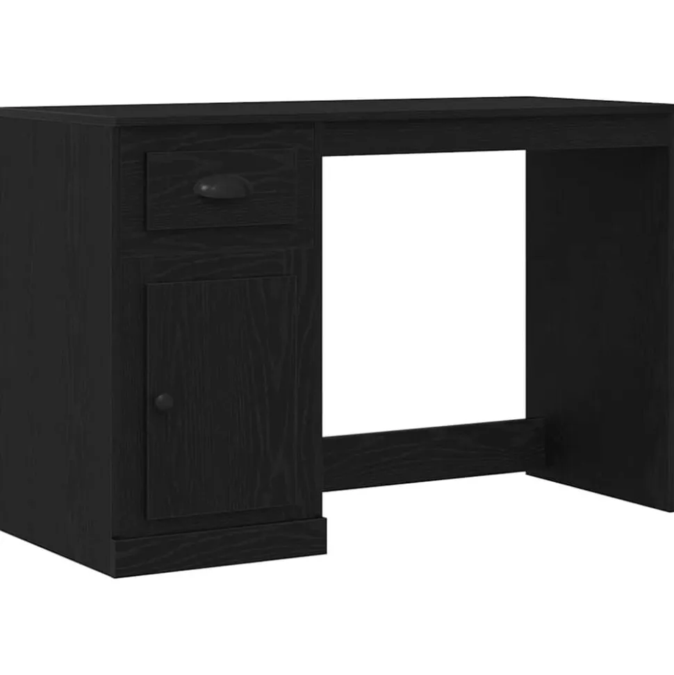 vidaXL Bureau met lade Zwart Eiken 50 x 115 x 75 cm Bewerkt hout