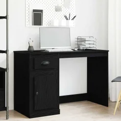 vidaXL Bureau met lade Zwart Eiken 50 x 115 x 75 cm Bewerkt hout