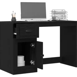 vidaXL Bureau met lade Zwart Eiken 50 x 115 x 75 cm Bewerkt hout