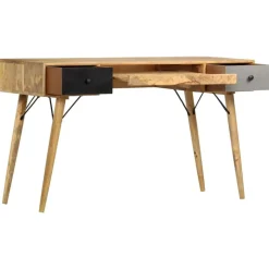 vidaXL Bureau met lades 130x50x80 cm massief mangohout