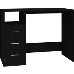 vidaXL Bureau met lades 102x50x76 cm bewerkt hout zwart
