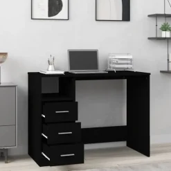 vidaXL Bureau met lades 102x50x76 cm bewerkt hout zwart