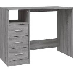 vidaXL Bureau met lades 102x50x76 cm bewerkt hout grijs sonoma eiken