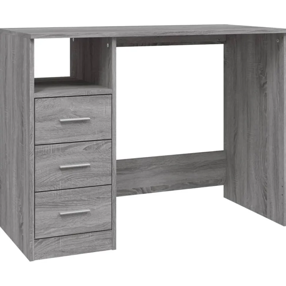 vidaXL Bureau met lades 102x50x76 cm bewerkt hout grijs sonoma eiken