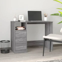 vidaXL Bureau met lades 102x50x76 cm bewerkt hout grijs sonoma eiken