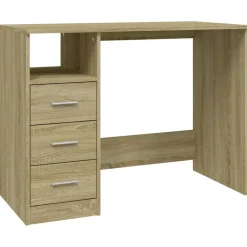 vidaXL Bureau met lades 102x50x76 cm bewerkt hout sonoma eikenkleurig
