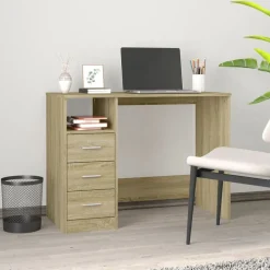 vidaXL Bureau met lades 102x50x76 cm bewerkt hout sonoma eikenkleurig