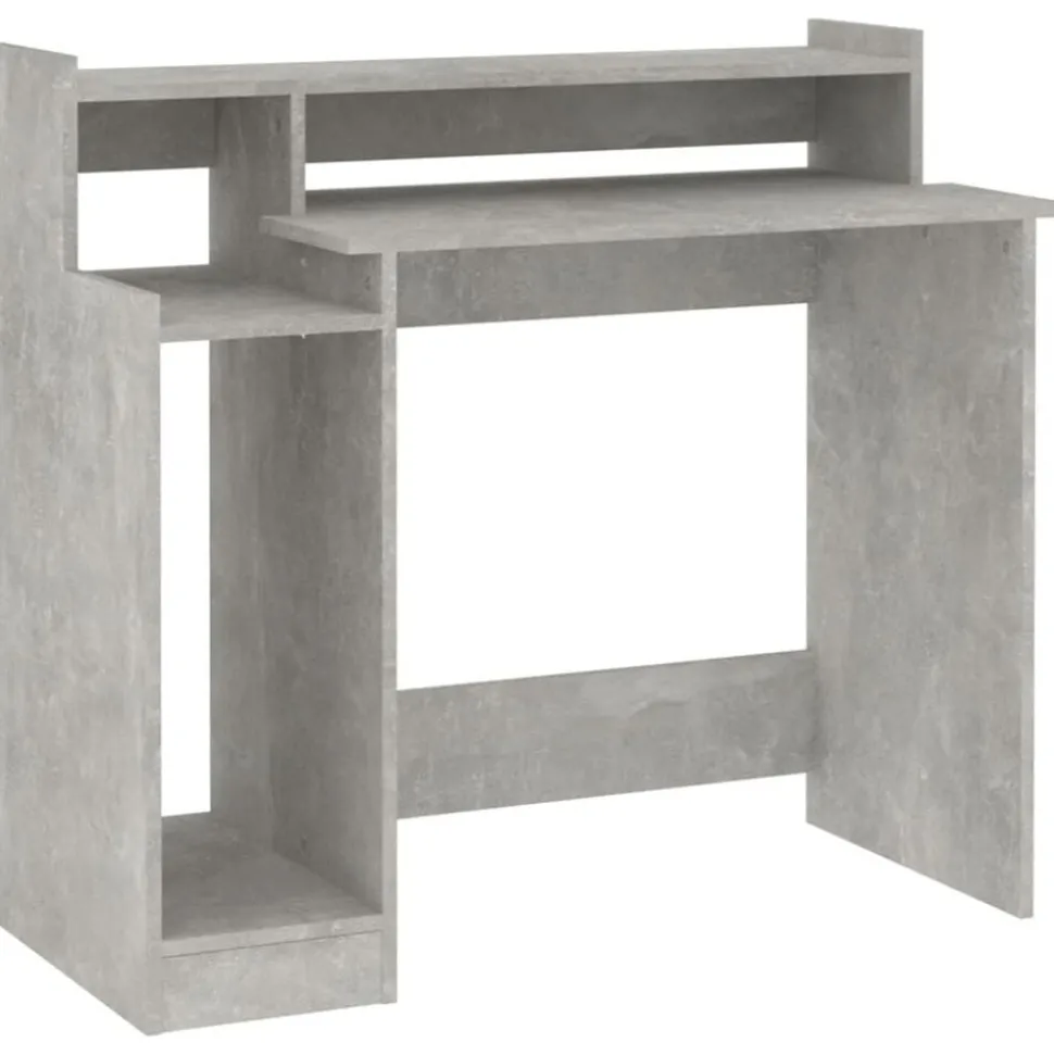 vidaXL Bureau met LED-verlichting 97x45x90 cm bewerkt hout betongrijs