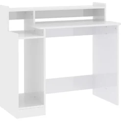 vidaXL Bureau met LED-verlichting 97x45x90 cm hout hoogglans wit