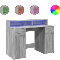 vidaXL Bureau met LED-verlichting 120x55x91 cm hout grijs sonoma eiken