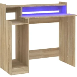 vidaXL Bureau met LED-verlichting 97x45x90 cm hout sonoma eikenkleurig